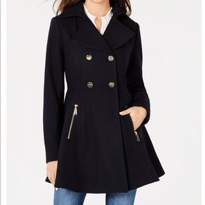 Black Skirted Peacoat by Shelli Segal Laundry XL